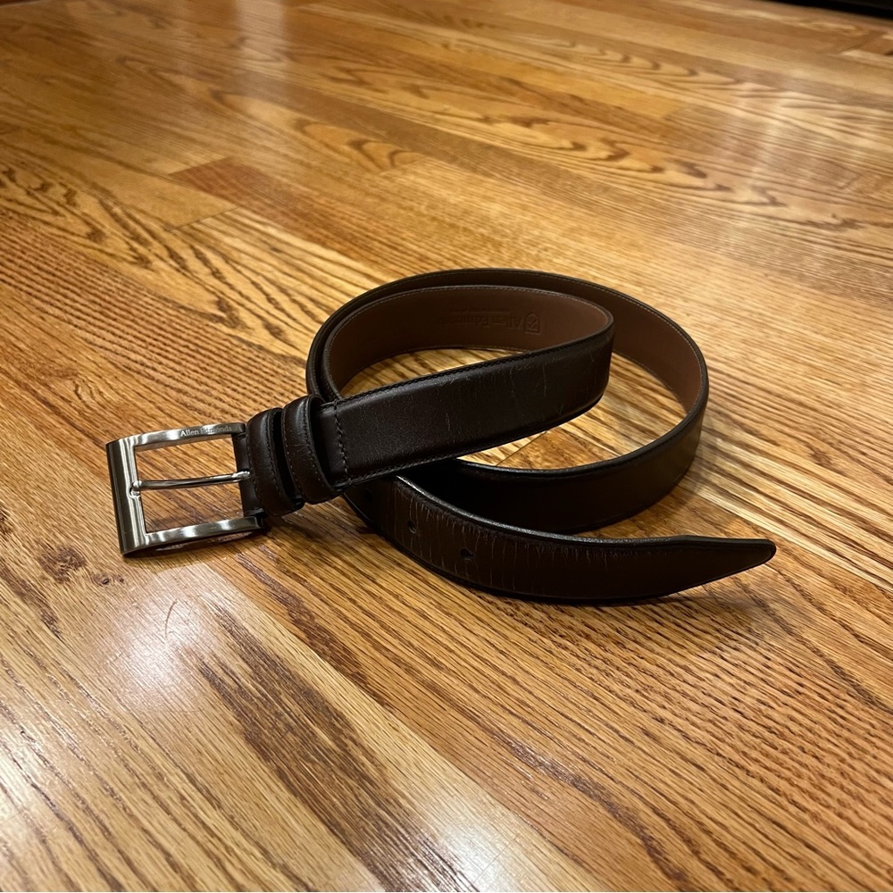 Allen Edmonds Sz 42 Leather Wide Basic Dress Belt Mens 39507 Dark Brown Calfskin